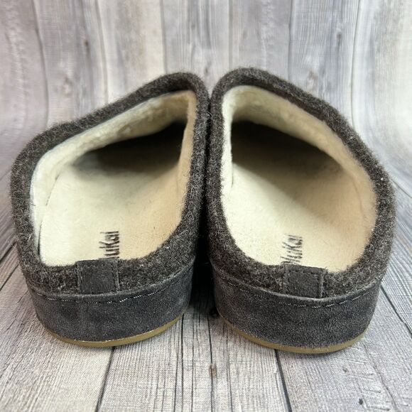 Olukai Hamani Hulu Mule Slippers Warm Slip-On Men\'s 9 Real Sheep Fur Wool Gray main image 9